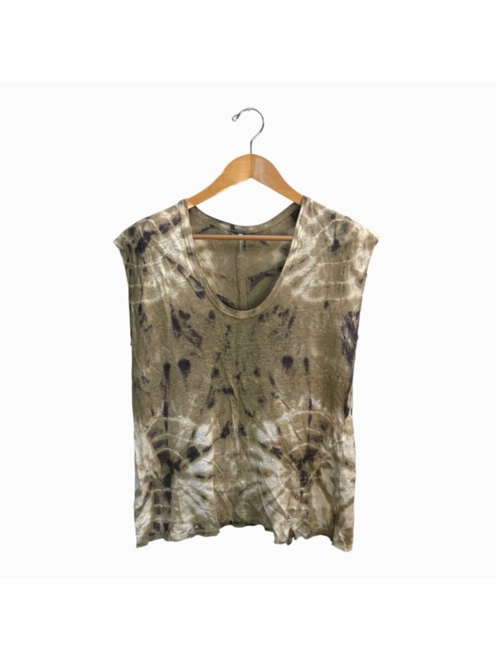 Young Fabulous & Broke YFB Snap Tie Dye Tee M Linen Scoop Neck Boho